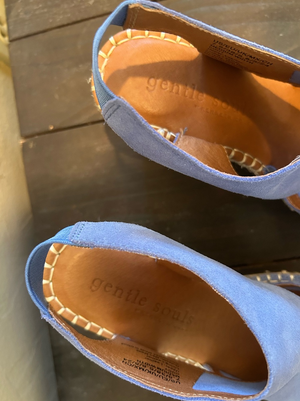 Gentle Souls Blue Suede Wedge Size 7.5 - Picture 4 of 10